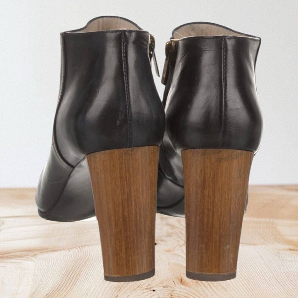 Authentic YSL Black Pointed‎ Toe Booties With Wood Heels - Picture 4 of 5